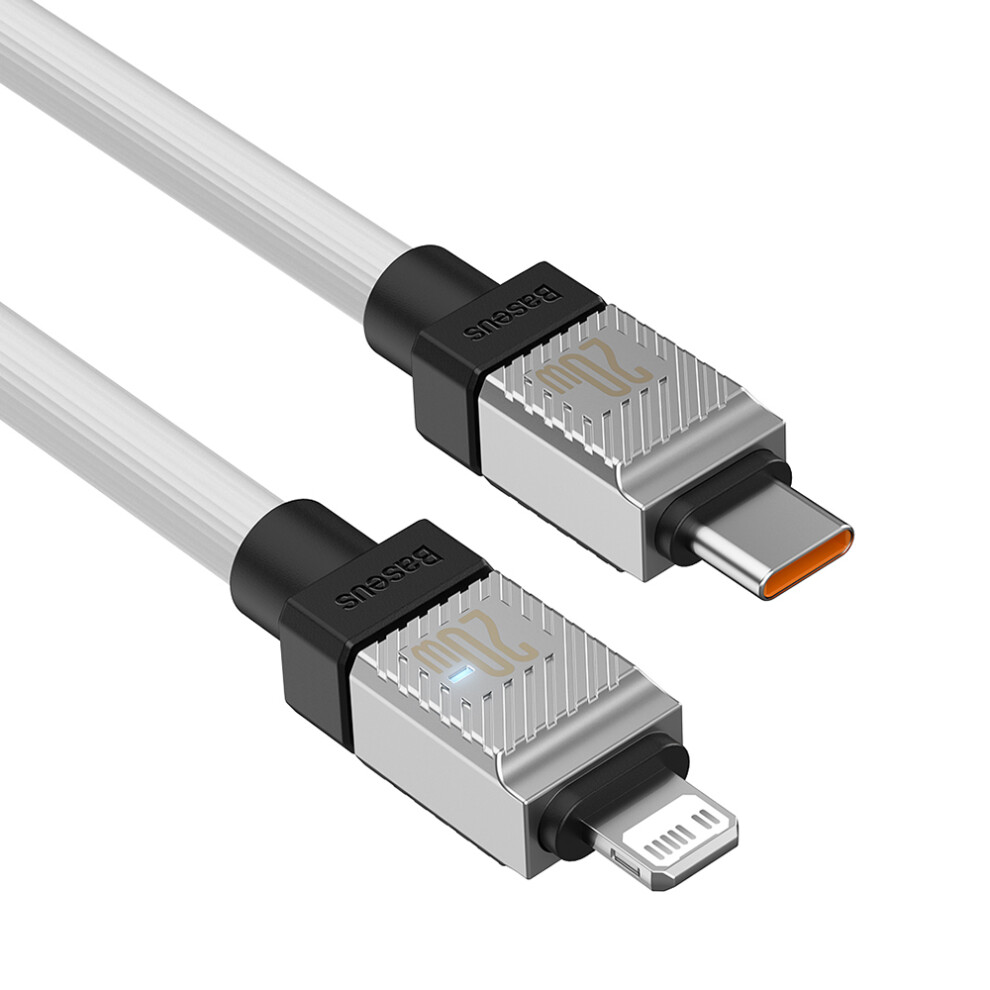 () Baseus Coolplay Series Cb000045 2M Data Transfer Cord 20W Fast Charging Type-C To Ip 7Pin Charging Cable - White/Orange 6914285080357