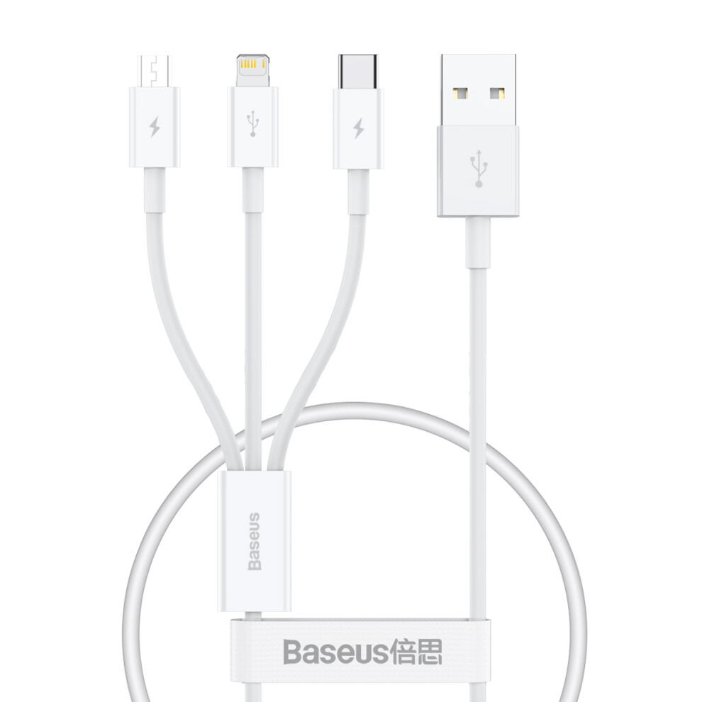 Baseus Superior Series 0.5M 3-In-1 Fast Charger Cable Usb To Micro Ip Type-C 3.5A Charging Data Transfer Cord 6914284033583