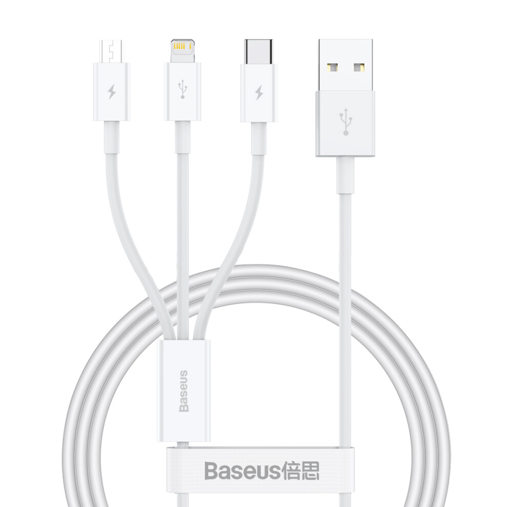 Baseus Superior Series 1M 3-In-1 Charging Cable Usb To Micro Ip Type-C 3.5A Fast Charging Data Cord 6914287956865