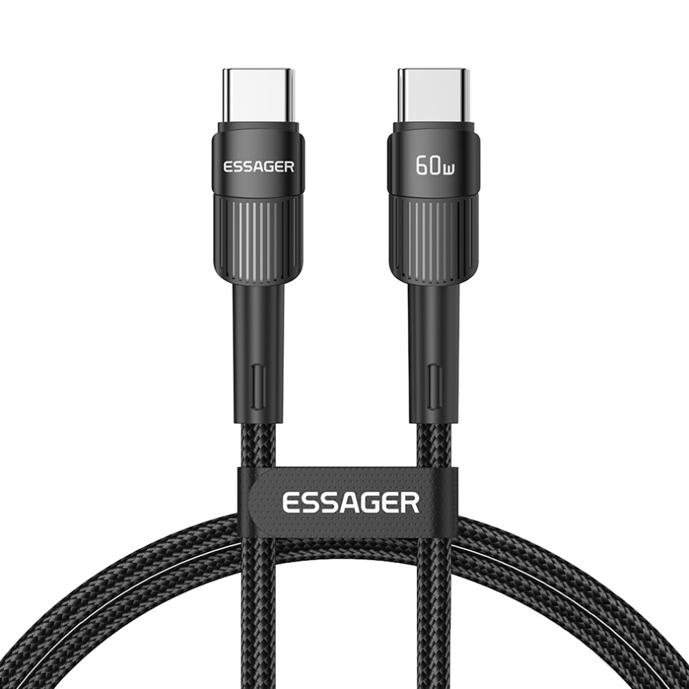(Black) Essager 2M Pd 60W Type-C Male To Type-C Male Fast Charging Cable 480Mbps Data Cord - Black 6914285048982