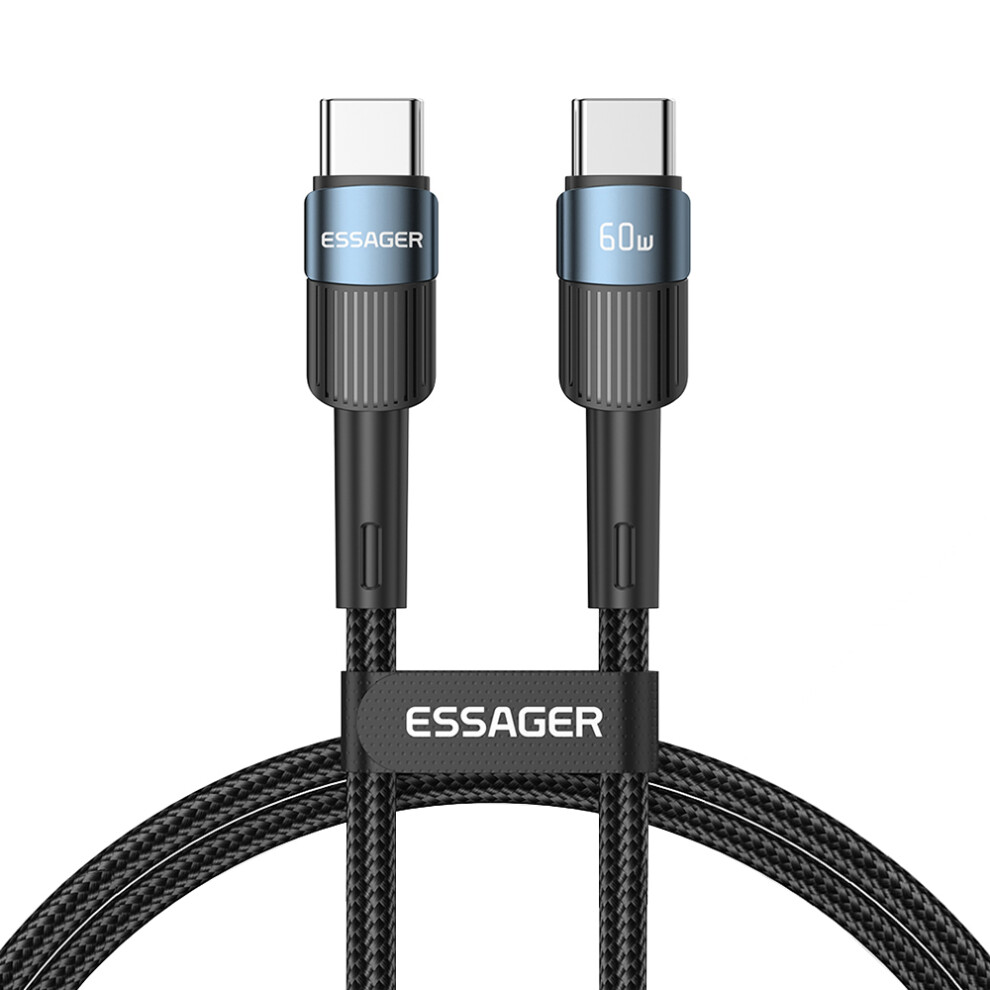 () Essager 2M Pd 60W Type-C Male To Type-C Male Fast Charging Cable 480Mbps Data Cord - Blue/Black 6914286934710