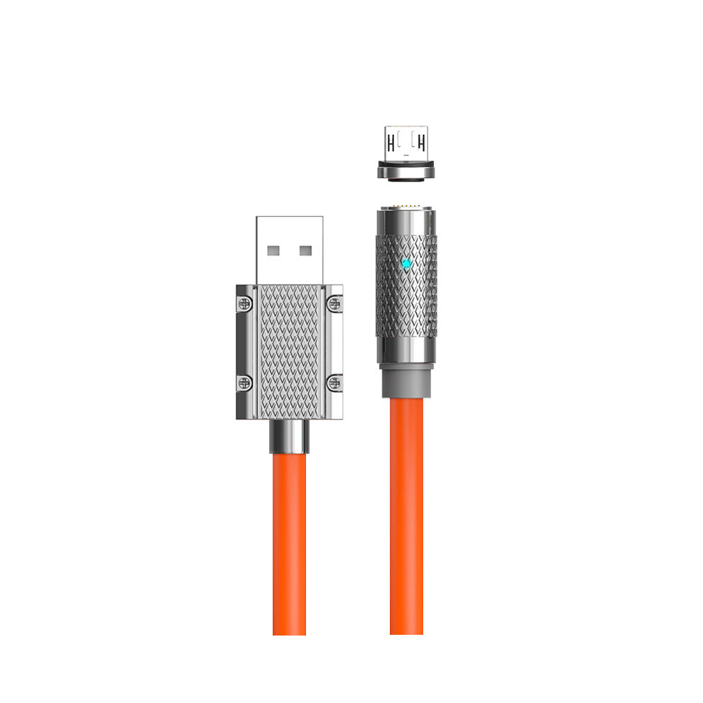 (Orange) 2M Micro Magnetic Charging Cable 100W Fast Charging Data Cord (No Ce Certificated) - Orange 6914283510191