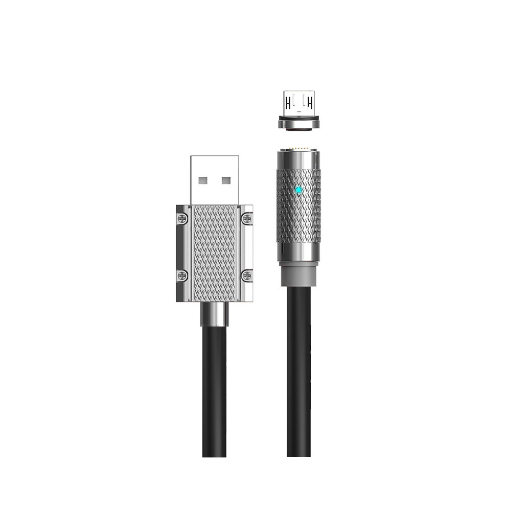 () 2M Micro Magnetic Charging Cable 100W Fast Charging Data Cord (No Ce Certificated) - Black/Orange 6914288304283