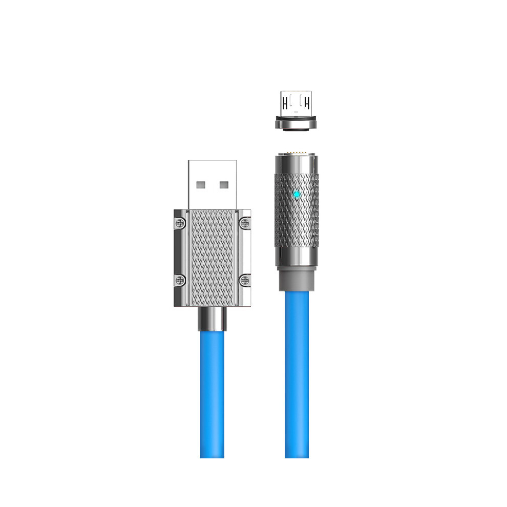 () 2M Micro Magnetic Charging Cable 100W Fast Charging Data Cord (No Ce Certificated) - Blue/Orange 6914284745158