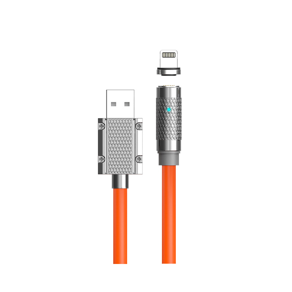 (Orange) 1M Usb-A To Lightning 100W Fast Charging Magnetic Data Cord (No Ce Certificated) - Orange 6914284382247