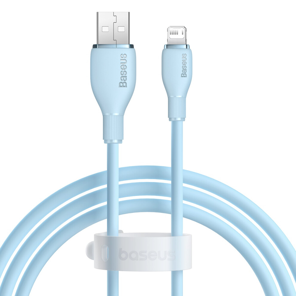 () Baseus Pudding Series Fast Charging Data Cable Usb To Ip 2.4A 1.2M Charging Cord Support 480Mbps Transmission - Blue/Black 6914287413887