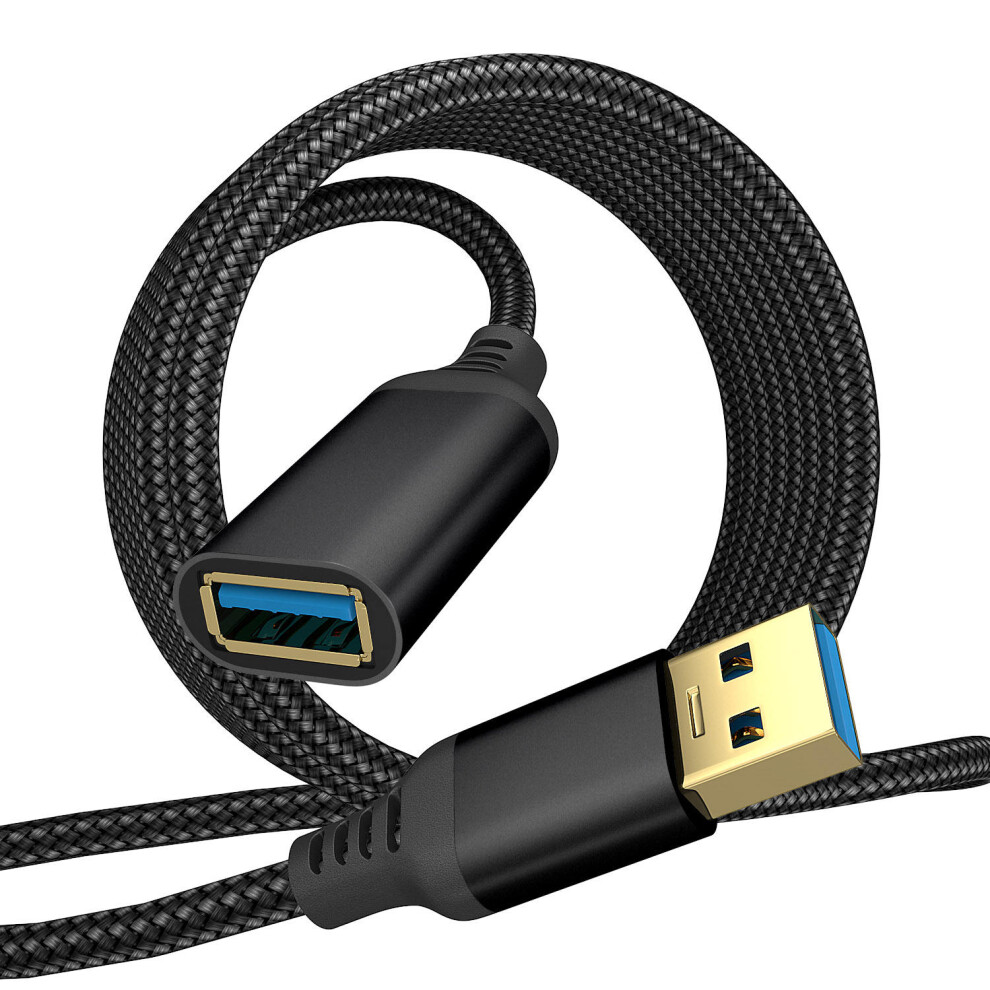 (Black) 3M Usb 3.0 Male To Female Extension Cord Nylon Braided 5Gbps Data Cable - Black 6914283684137