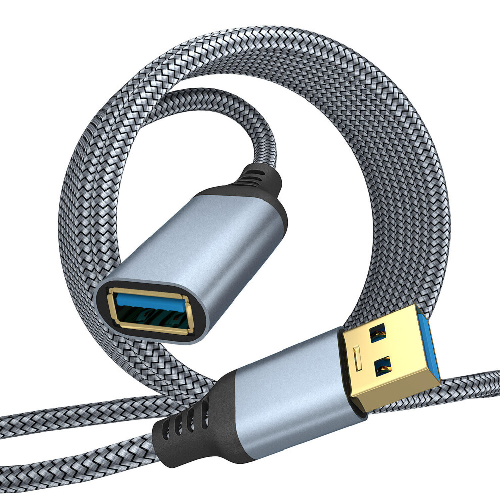 () 3M Usb 3.0 Male To Female Extension Cord Nylon Braided 5Gbps Data Cable - Grey/Black 6914285320330