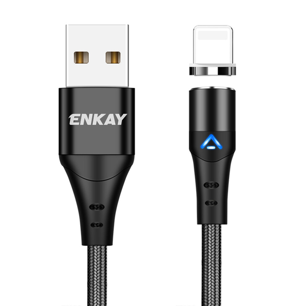 () Enkay Hat Prince 1M Usb To Lightning 3A Pd Fast Charging Magnetic Cable Data Cord - Black/Blue 6914280303826