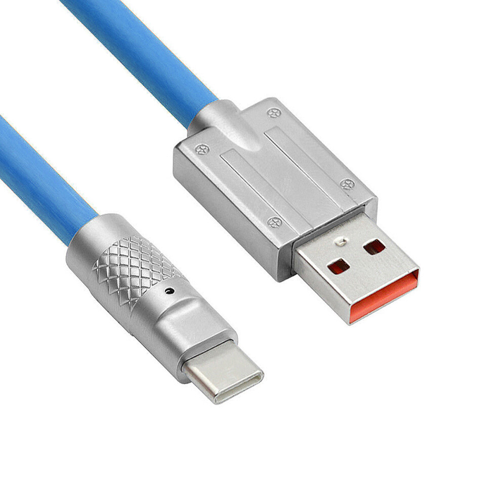 () Uc-023-Or-1.0M 1M Ultra Soft Usb-A To Type-C Liquid Silicone 120W Power Data Cable Fast Charge Cord - Blue/Orange 6914286683540