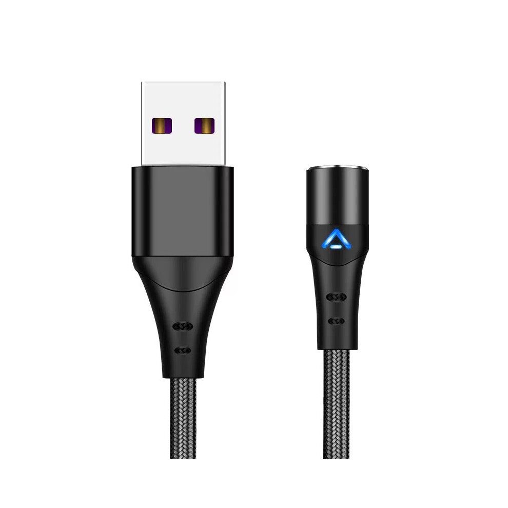 () 1M Magnetic Adsorption Nylon Braided 5A Fast Charging Cable Usb Data Cord With Led Indicator (No Magnetic Adapter) - Black/Blue 6914283172726