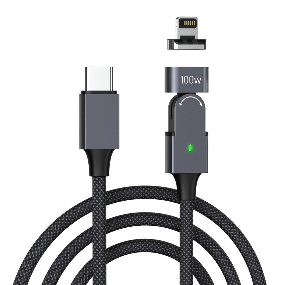 2M Pd 100W Type-C Charging Data Cable With Ip Connector 180 Degree Rotating Magnetic Charging Cord 6914282171287