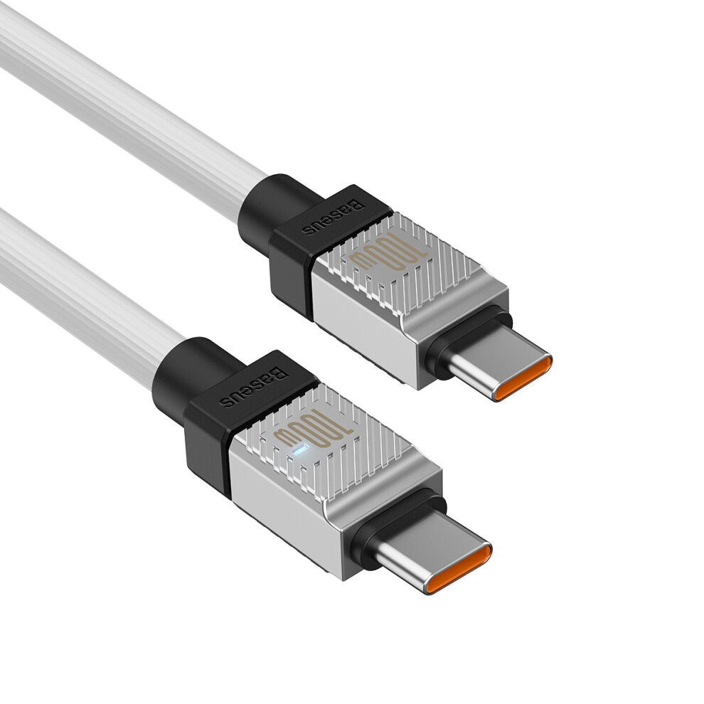 (White) BASEUS CoolPlay Series for iPhone 15 Series CB000047 1m Type-C to Type-C 100W Cable Ultra Fast Charging PD Charger Cord 480Mbps Data Cable - B