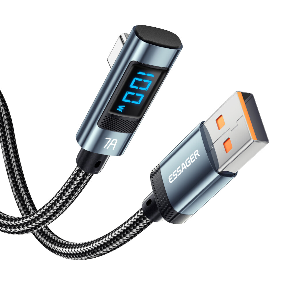 Essager 1M Elbow 7A 100W High Power Charging Data Cable Digital Display Usb-A To Type-C Charging Cable 6914282984955