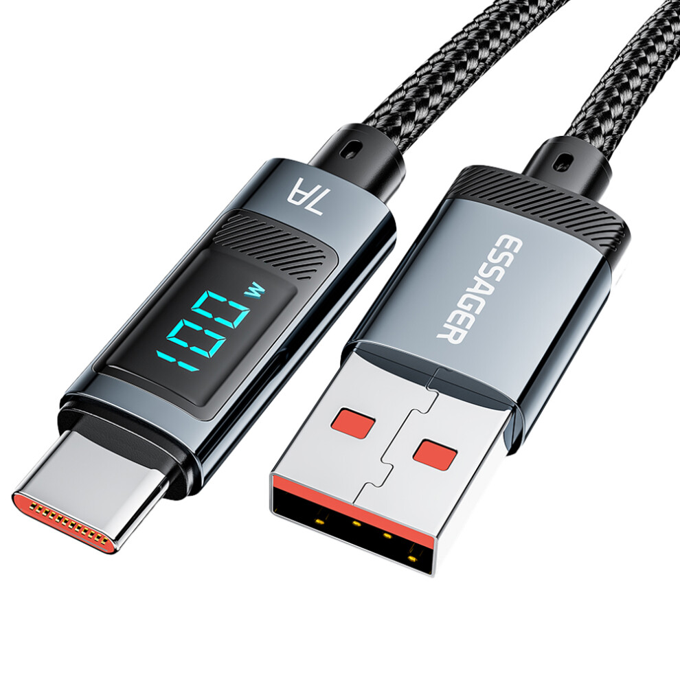 Essager 1M 7A Super Charge Data Cable Usb-A To Type-C Charging Cable With Digital Display 6914285003912