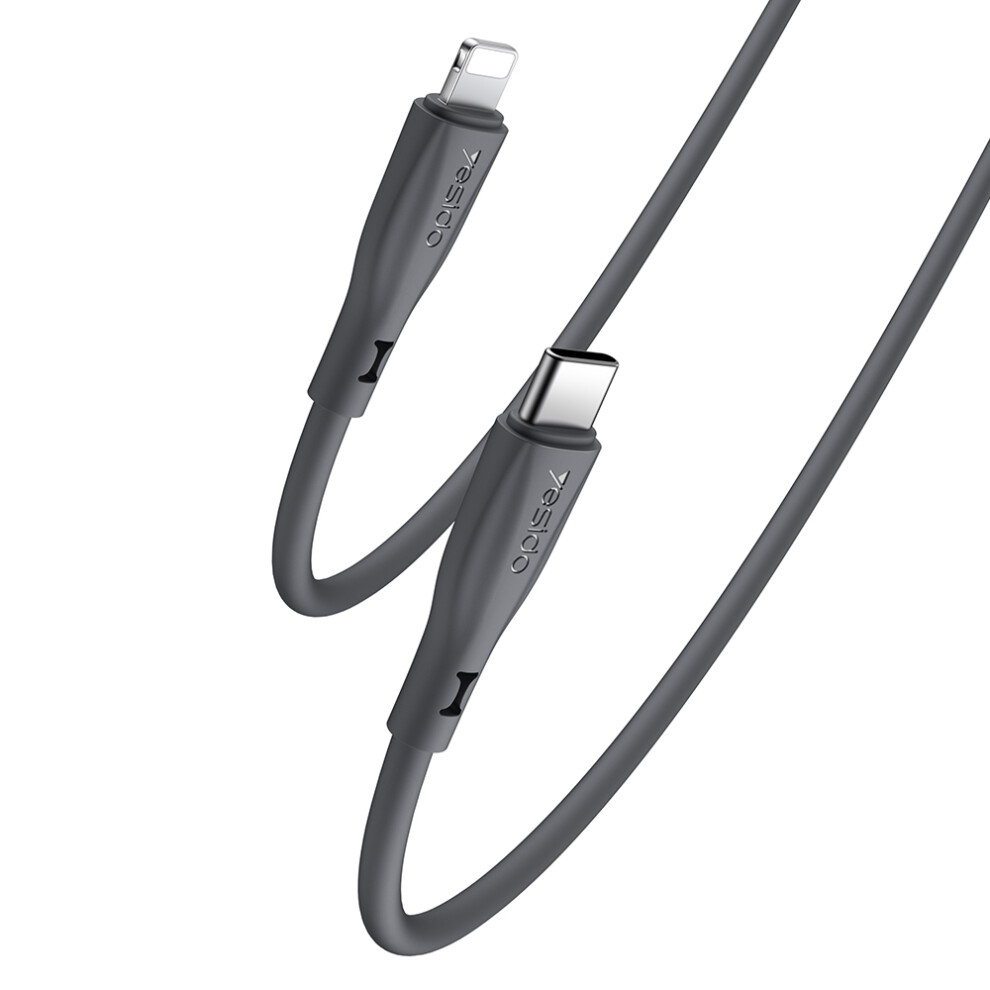 Yesido Ca151 Pd 20W Charging Data Cable Tpe + Liquid Silicone Type-C To Lightning Charging Cord - Black 6914285718151
