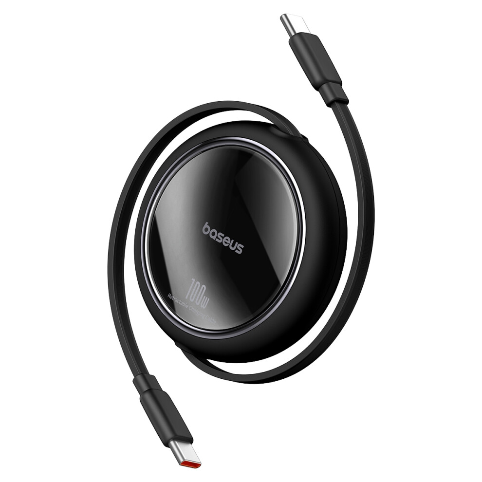 (Black) Baseus Free2draw Mini Retractable Charging Cable 1M Type-C To Type-C 100W Charging Data Cord - Black 6914289987409