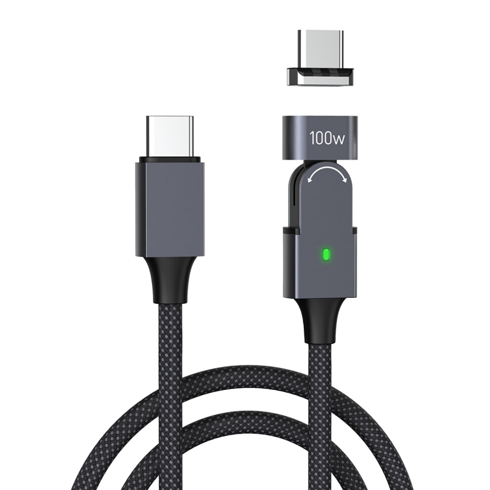 1M Type-C Charging Cord Pd 100W 180 Degree Rotating Magnetic Charging Data Cable With Type-C Adapter 6914289118261