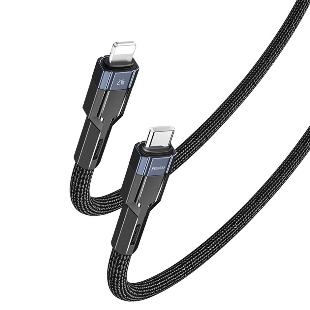 Yesido Ca107 Nylon Braided 2.4A Charging Data Cable Type-C To Lightning Charging Cord 6914280717746