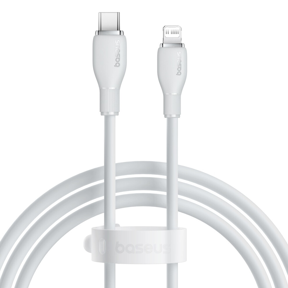 () Baseus Pudding Series 1.2M Type-C To Ip Fast Charging Cable 20W 480Mbps Charging Data Cord - White/Blue 6914284803988