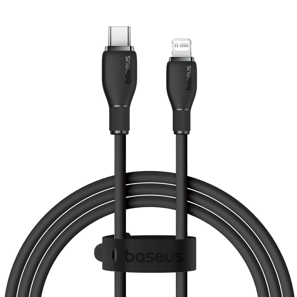 () Baseus Pudding Series 1.2M Type-C To Ip Fast Charging Cable 20W 480Mbps Charging Data Cord - Black/Blue 6914281261705