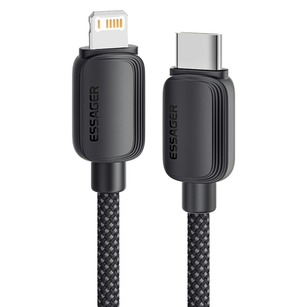() Essager 1M C-L 29W Date Cable Type-C To Lightning Braided Tpe Charging Cord - Black/Blue 6914283924110