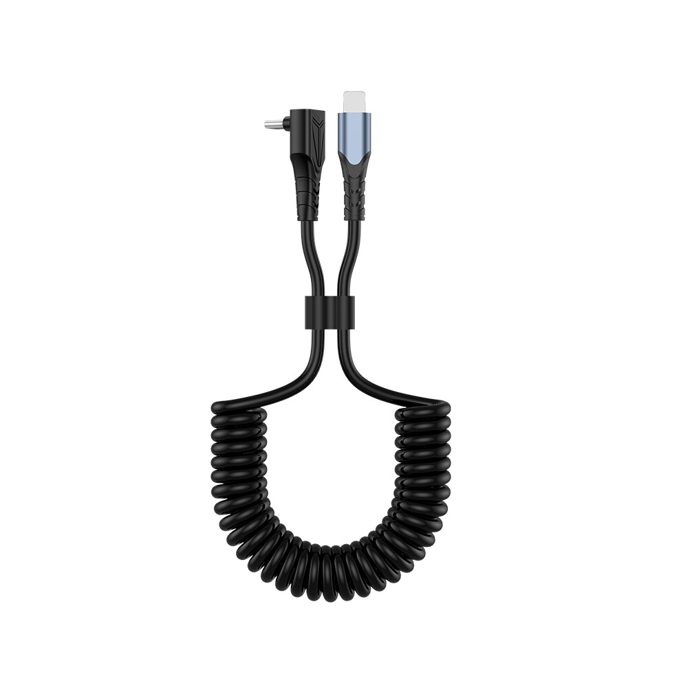 1.5M Type-C To Lightning Spring Coiled Cable Pd 27W Data Transfer Elbow Wire Tpu Fast Charging Cord 6914284240547