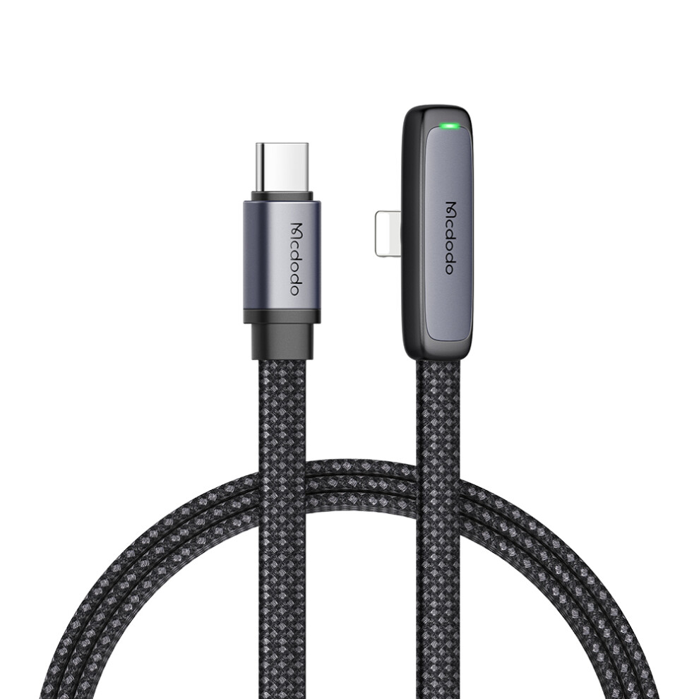 Mcdodo Ca-3350 Mdd 1.2M Type-C To Lightning 36W Data Cord 3A Fast Charging Cable Nylon Braided Line - Black 6914283826629