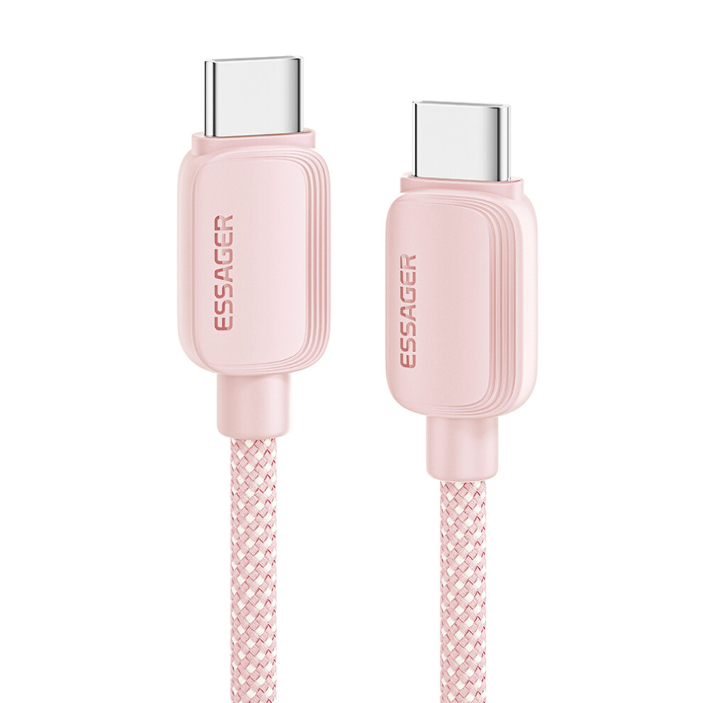 () Essager 1M C-C 100W Type-C To Type-C Fast Charging Cable Data Transmission Cord - Pink/Blue 6914289812671