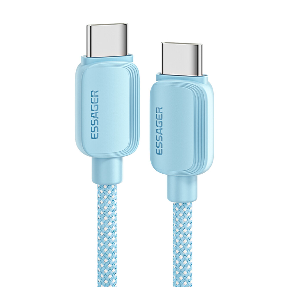 (Blue) Essager 1M C-C 100W Type-C To Type-C Fast Charging Cable Data Transmission Cord - Blue