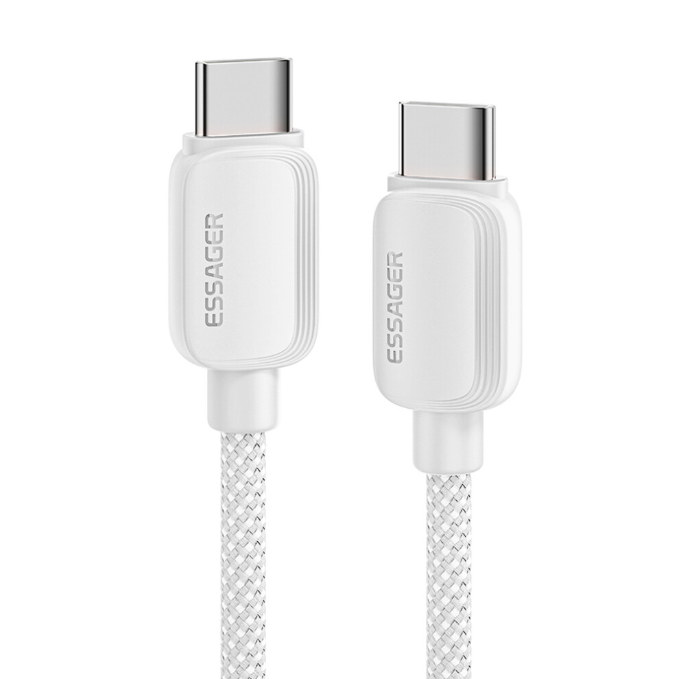 () Essager 1M C-C 100W Type-C To Type-C Fast Charging Cable Data Transmission Cord - Beige/Blue 6914288991018