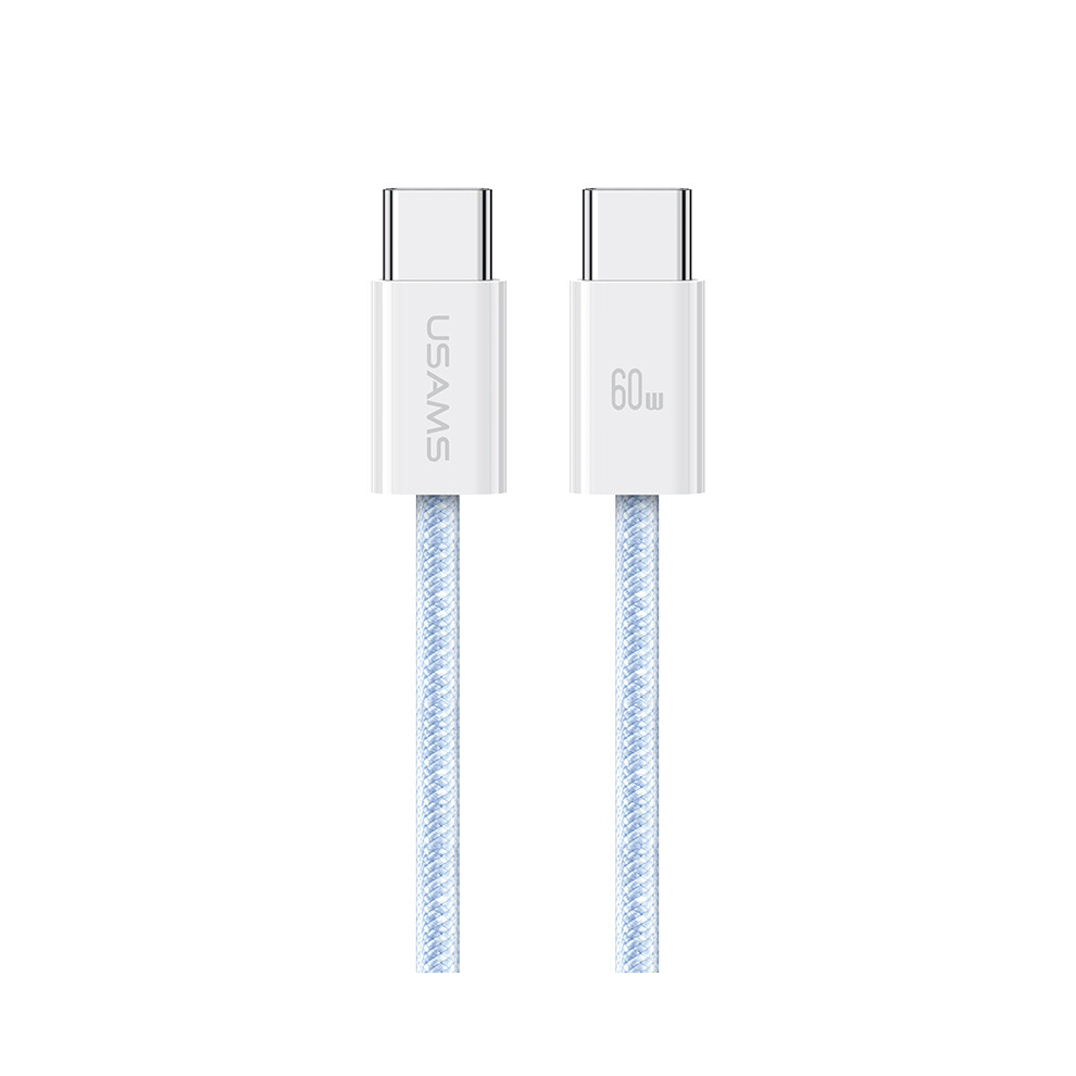 (Blue) Usams Us-Sj656 U86 1.2M Pd 60W Fast Charging Cable Type-C To Type-C Rainbow Braided Cord - Blue 6914287337442