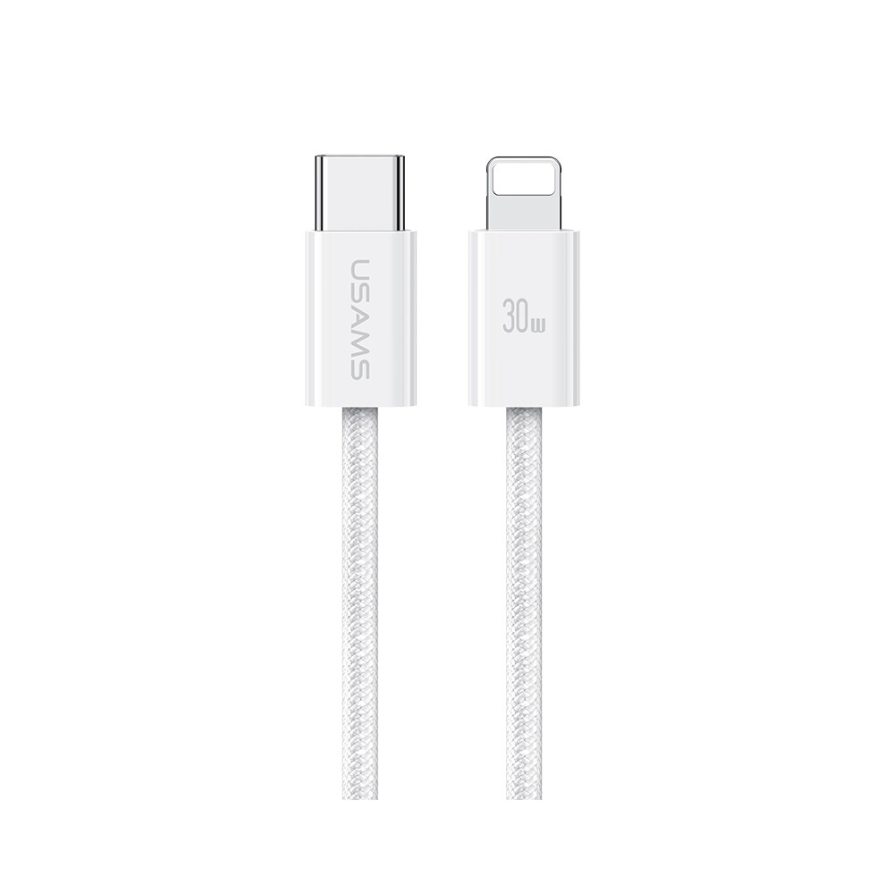 () Usams Us-Sj657 U86 1.2M Type-C To Lightning Cable Pd 30W Fast Charging Data Cord - White/Blue 6914287025349