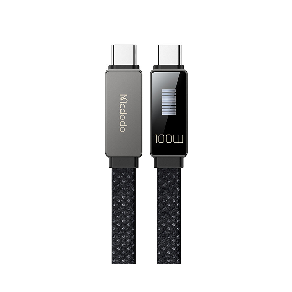 Mcdodo Ca-4470 Rhythm Series For Iphone 15 Series 1.2M Pd 100W Type-C To Type-C Data Cable With 9-Level Display, Light/Black 6914283624584