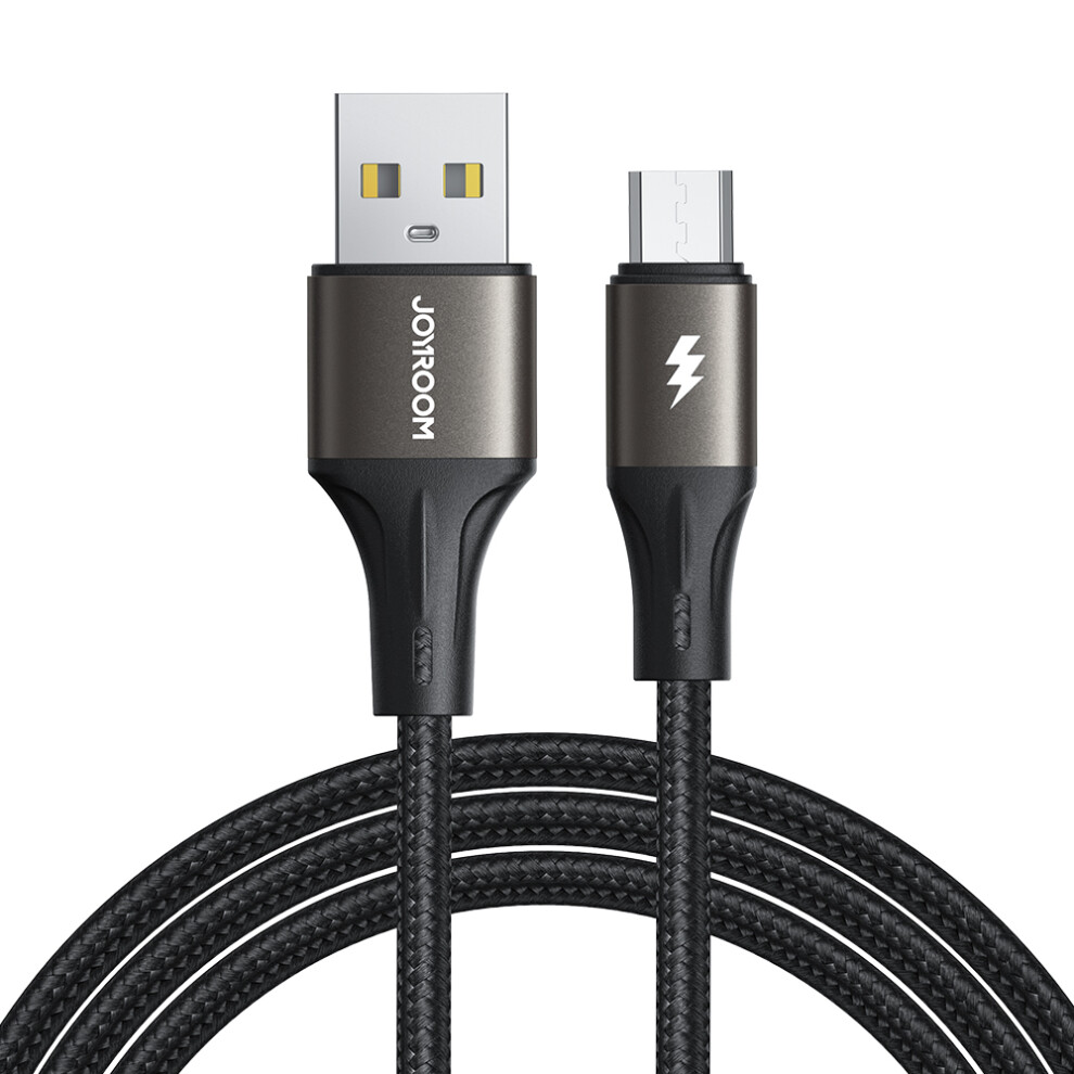 Joyroom Sa25-Am3 1.2M -Speed Series 3A Usb-A To Micro Fast Charging Data Cable Nylon Braided Cord - Light/Black 6914281037812