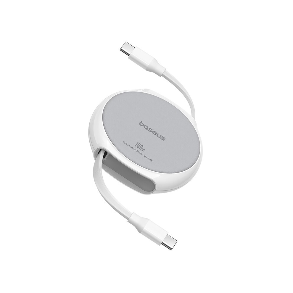 () Baseus Free2draw 1M 100W Type-C To Type-C Retractable Fast Charging Cable - White/Black 6914283259021