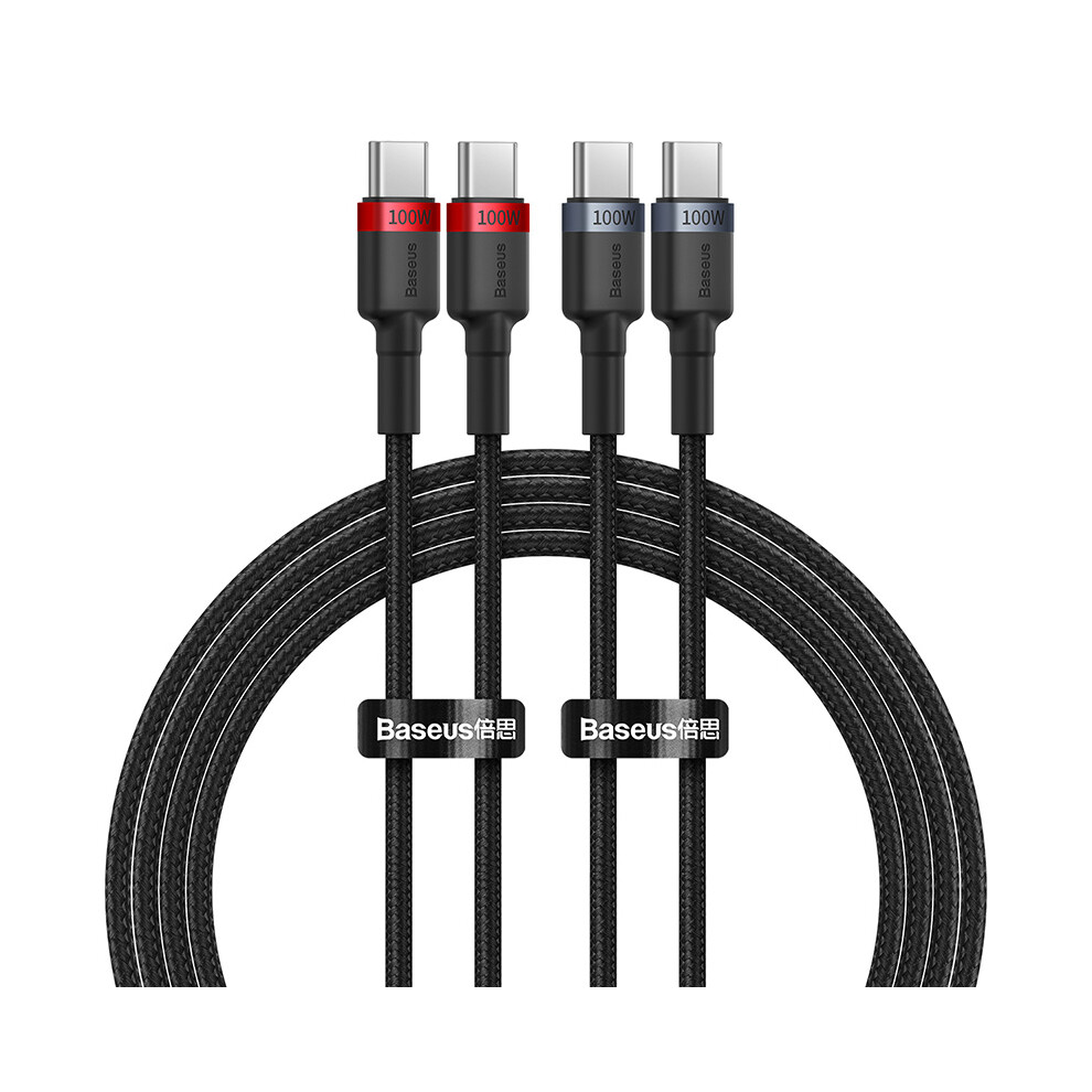 Baseus Cb000074 Cafule Charging Cable Usb-C To Usb-C 100W 2Pcs Pd 100W Charging Cord, 2M ( Grey) Red/Grey 6914282037521