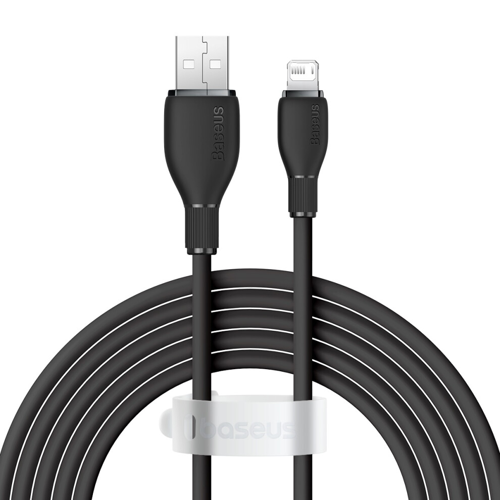 () Baseus Pudding Series Usb To Ip 2.4A Fast Charging Cable 2M 480Mbps Charging Data Cord - Black/White 6914286211033