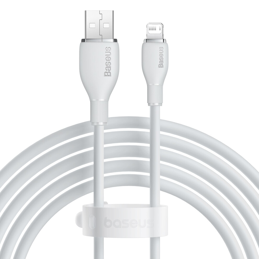 (White) Baseus Pudding Series Usb To Ip 2.4A Fast Charging Cable 2M 480Mbps Charging Data Cord - White 6914289050097