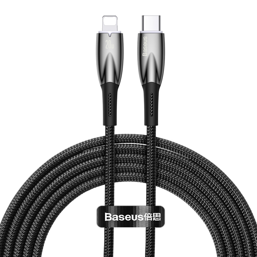 (Black) Baseus Glimmer Series Type-C To Ip Charging Cable 1M Pd 20W Fast Charging Cable Data Cord - Black 6914287021013