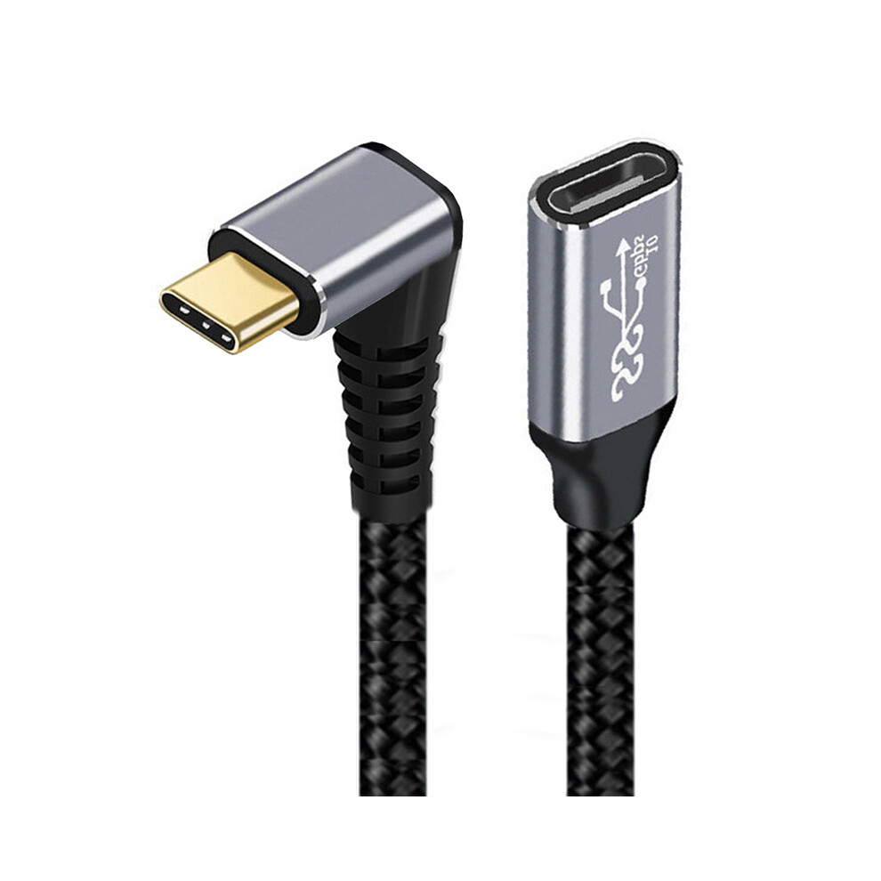 Uc-058-Up-2.0M 2M 90-Degree Angled Usb-C Usb 3.1 Male To Female Extension Cord Aluminum Alloy Connector Data Cable 6914288417235