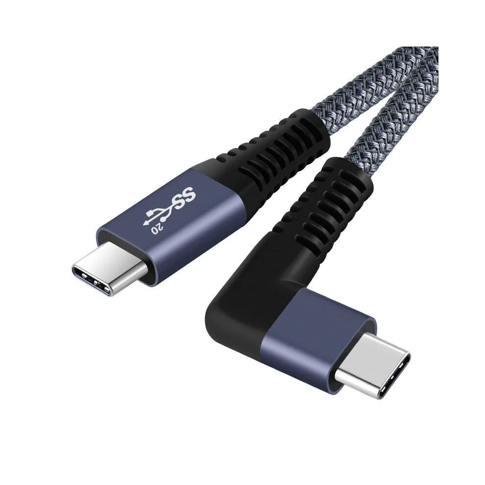 0.5M 100W Usb-C To Usb-C Braided Cable, Right Angle Type-C Fast Charging Data Cable, 20Gb S, 4K 60Hz 6914286148179