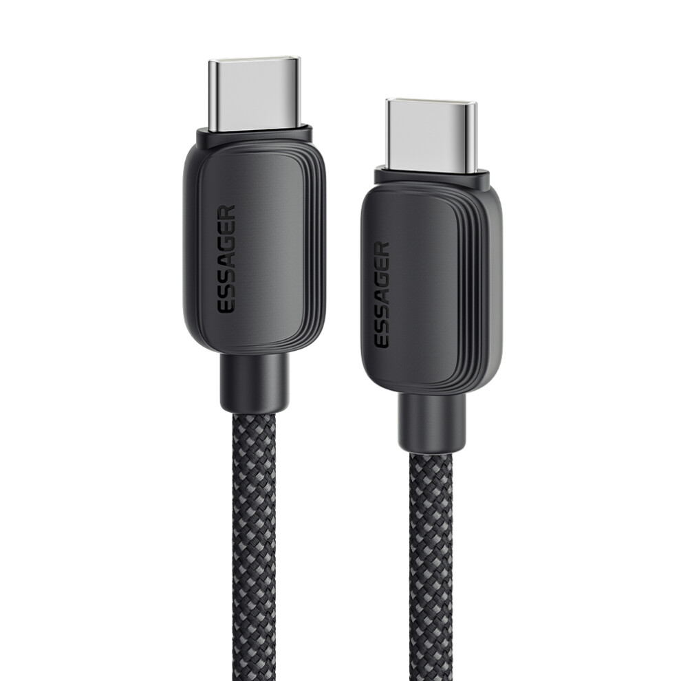 () Essager 2M C-C 100W Fast Charging Cable Type-C To Type-C Braided Tpe Data Cord - Black/Blue 6914285352577