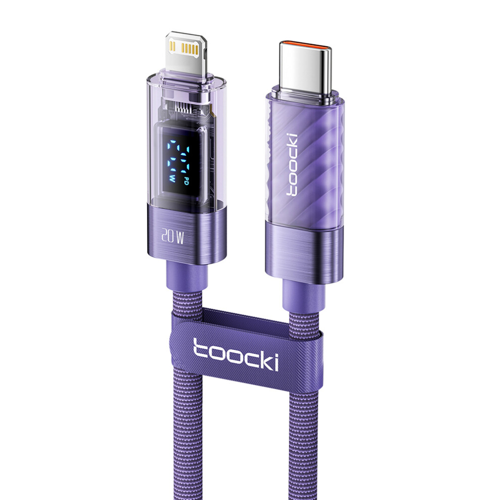() Toocki Tq-X36c1 1M Type-C To Lightning Charging Cord Pd 20W Data Transfer Cable - Purple/Grey 6914280572536