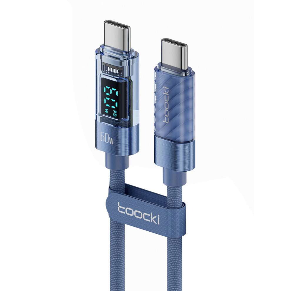 () Toocki Tq-X36c2 2M Braided Pd 60W Fast Charging Cord Type-C Mobile Phone Cable - Blue/Grey 6914285426261