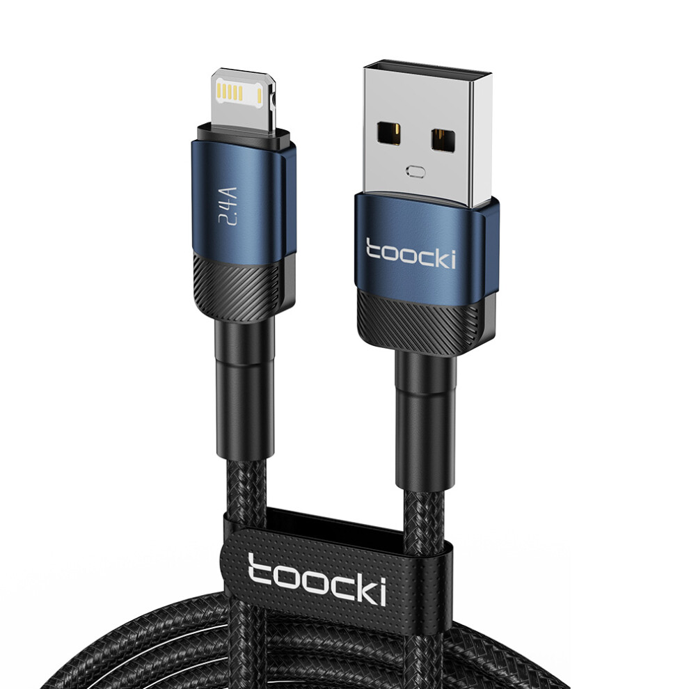 () Toocki Tq-X12a1 2M 2.4A Fast Charging Usb To Lightning Braided Data Cable - Blue/Black 6914289703207