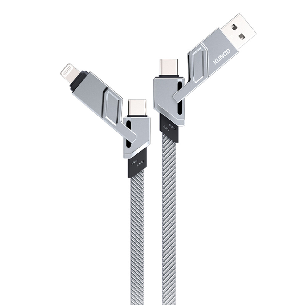 () Xundd Xddc-027 1.5M Usb+Type-C+Ip+Micro Usb Charging Cable Cord - Grey/Black 6914286082923