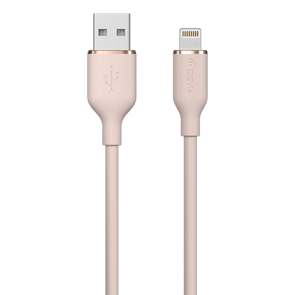 (Pink) Devia Jelly Series Ec630 1.2M Usb-A To Lightning 2.4A Charging Cable Silicone Data Cord - Pink 6914280572208