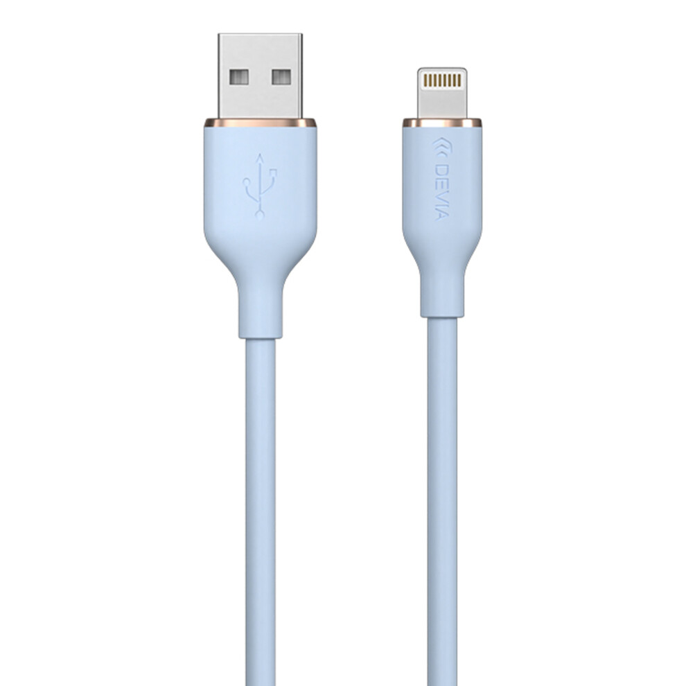 () Devia Jelly Series Ec630 1.2M Usb-A To Lightning 2.4A Charging Cable Silicone Data Cord - Blue/Pink 6914284164096