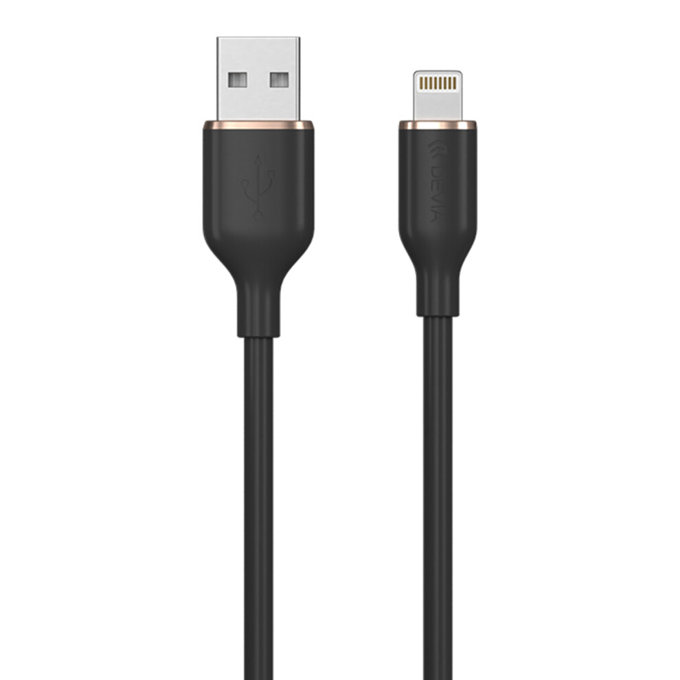 () Devia Jelly Series Ec630 1.2M Usb-A To Lightning 2.4A Charging Cable Silicone Data Cord - Black/Pink 6914286559418